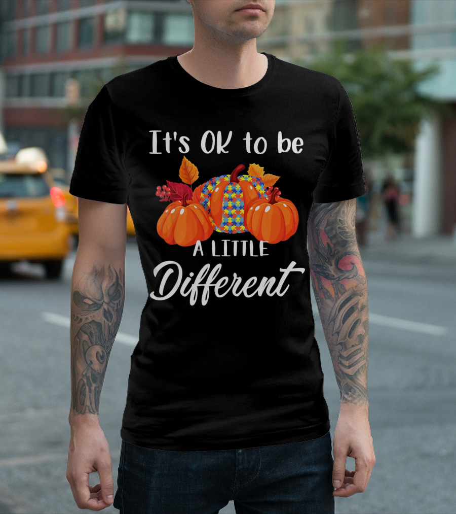 It's OK to Be a Little Different Pumpkin Floral T-Shirt