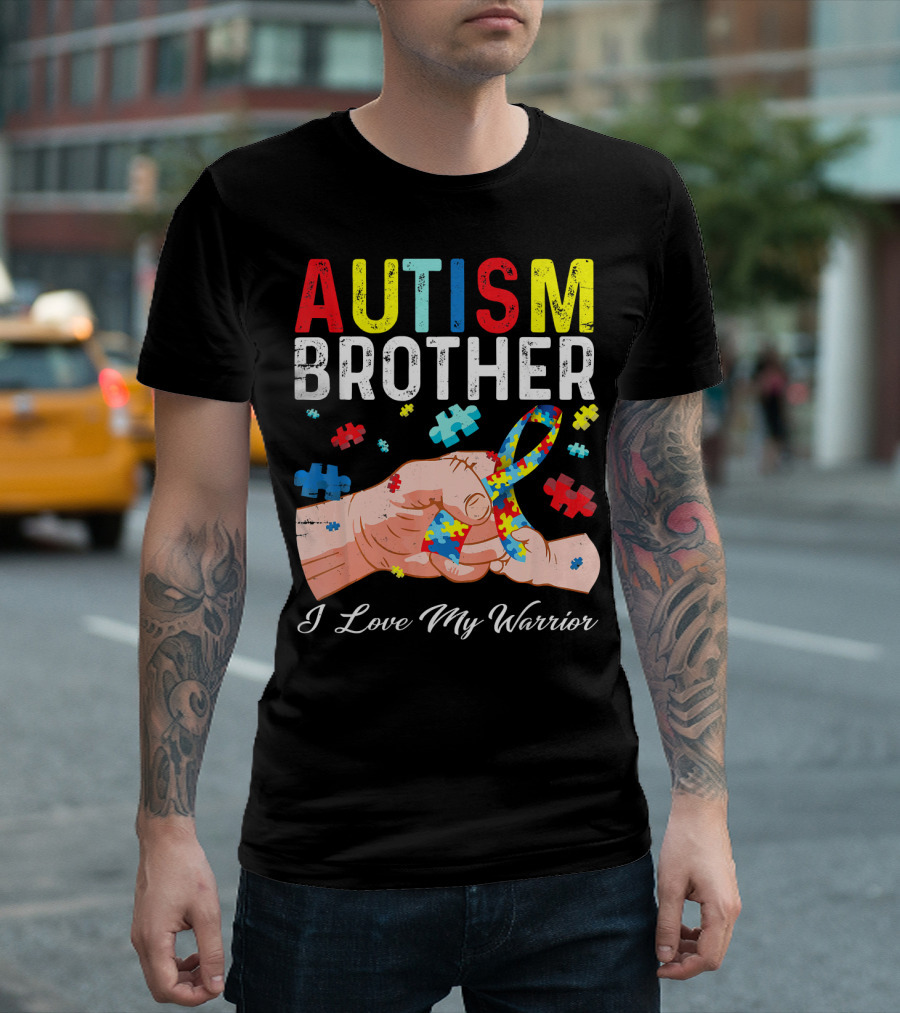 Autism Brother I Love My Warrior Puzzle T-Shirt