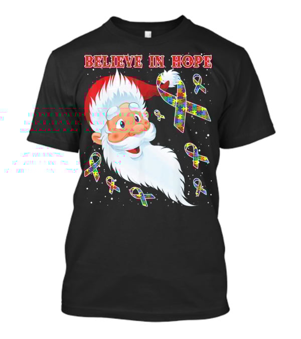 Believe In Hope Funny Santa Moon Autism Awareness T-Shirt