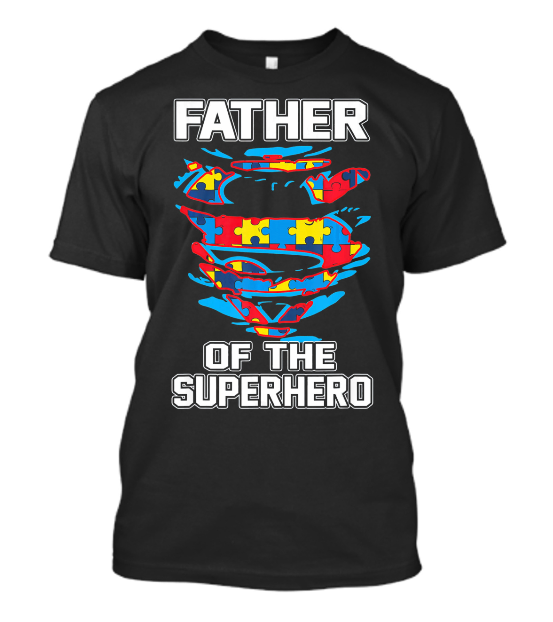 Father Of The Superhero Autism Awareness Puzzle T-Shirt