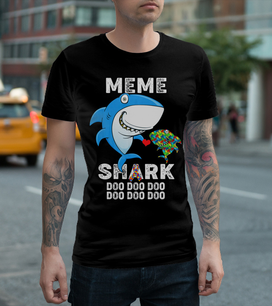 Meme Shark Doo Doo Doo Autism Awareness T-Shirt