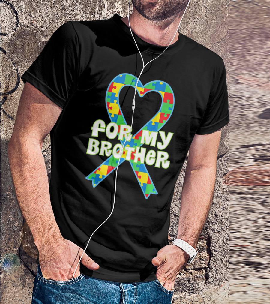 For My Brother Autism Awareness Puzzle T-Shirt