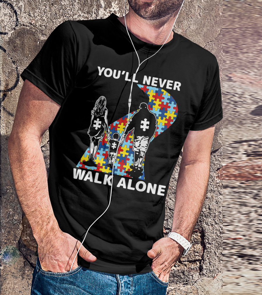 You'll Never Walk Alone Autism Awareness Family Puzzle Path T-Shirt