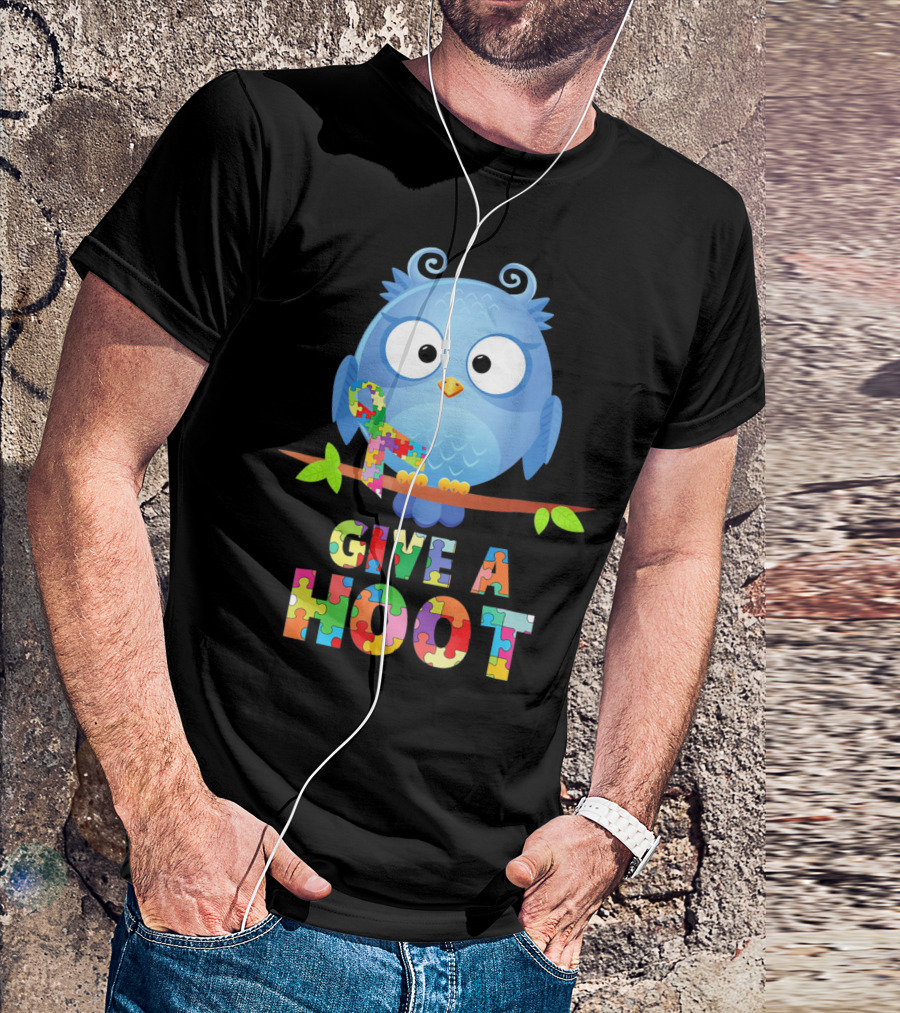 Give A Hoot Owl Autism Awareness Puzzle T-Shirt