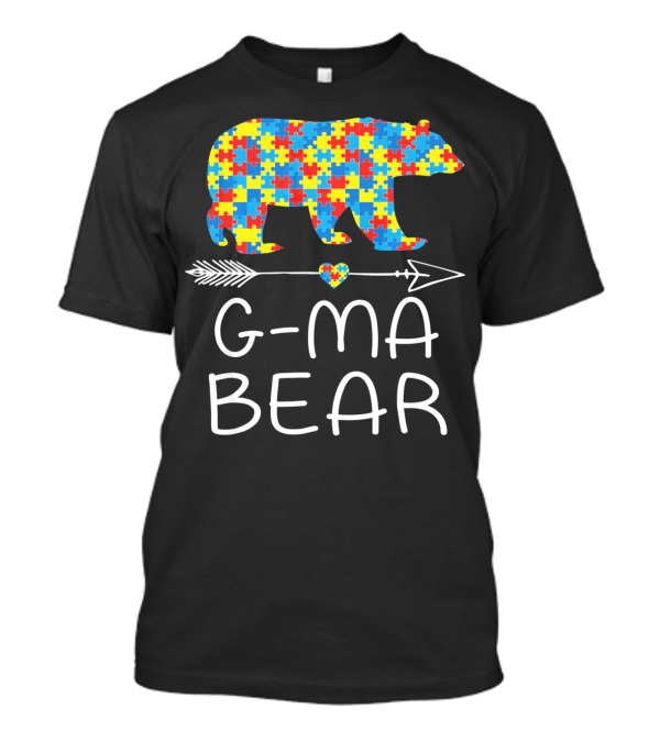 G-Ma Bear Autism Awareness Puzzle Pattern Arrow Heart T-Shirt
