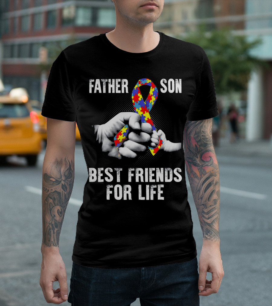 Father Son Best Friends for Life Autism Awareness T-Shirt