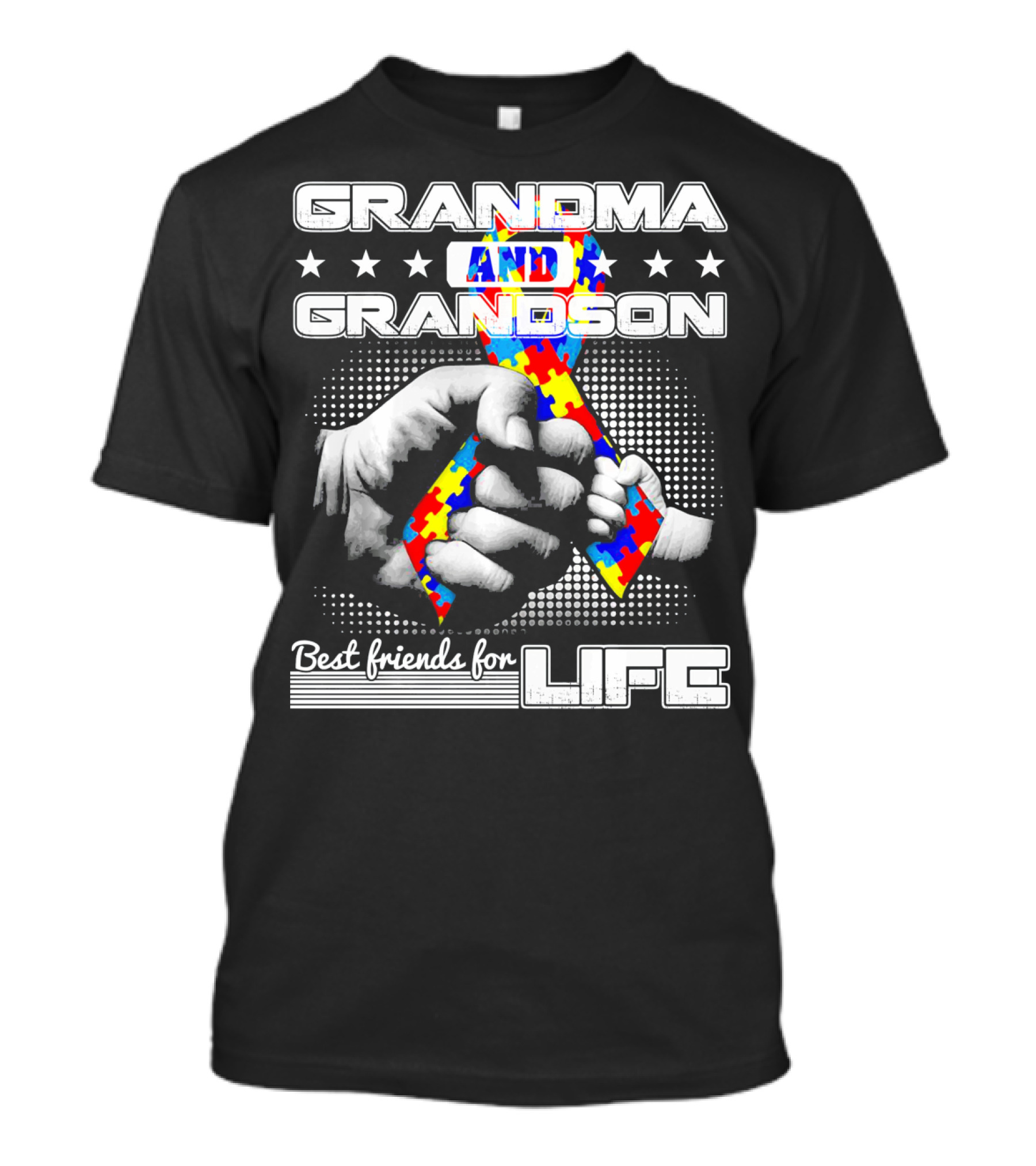 Grandma And Grandson Best Friends For Life Autism Puzzle T-Shirt