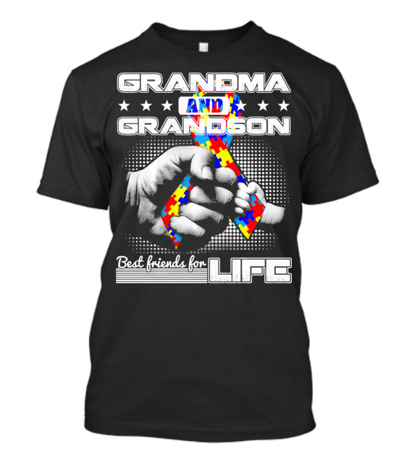 Grandma And Grandson Best Friends For Life Autism Puzzle T-Shirt
