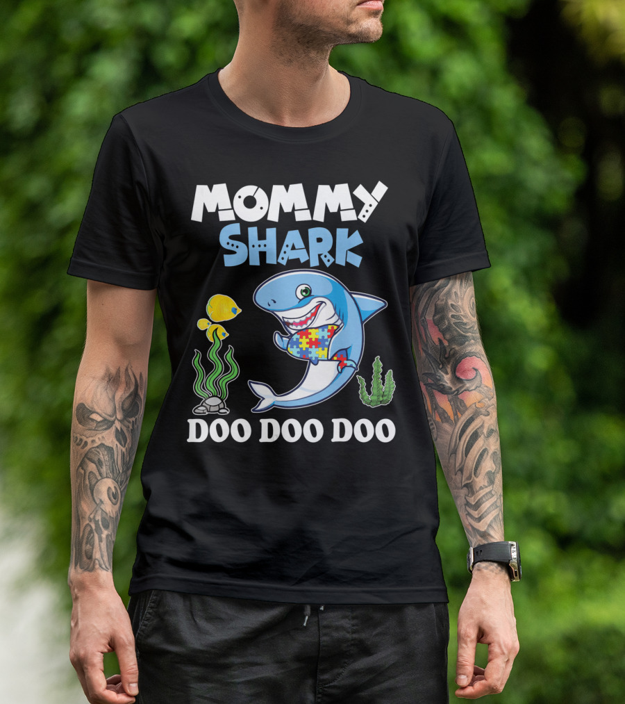 Mommy Shark Doo Doo Doo Puzzle Fish Sea Plants T-Shirt