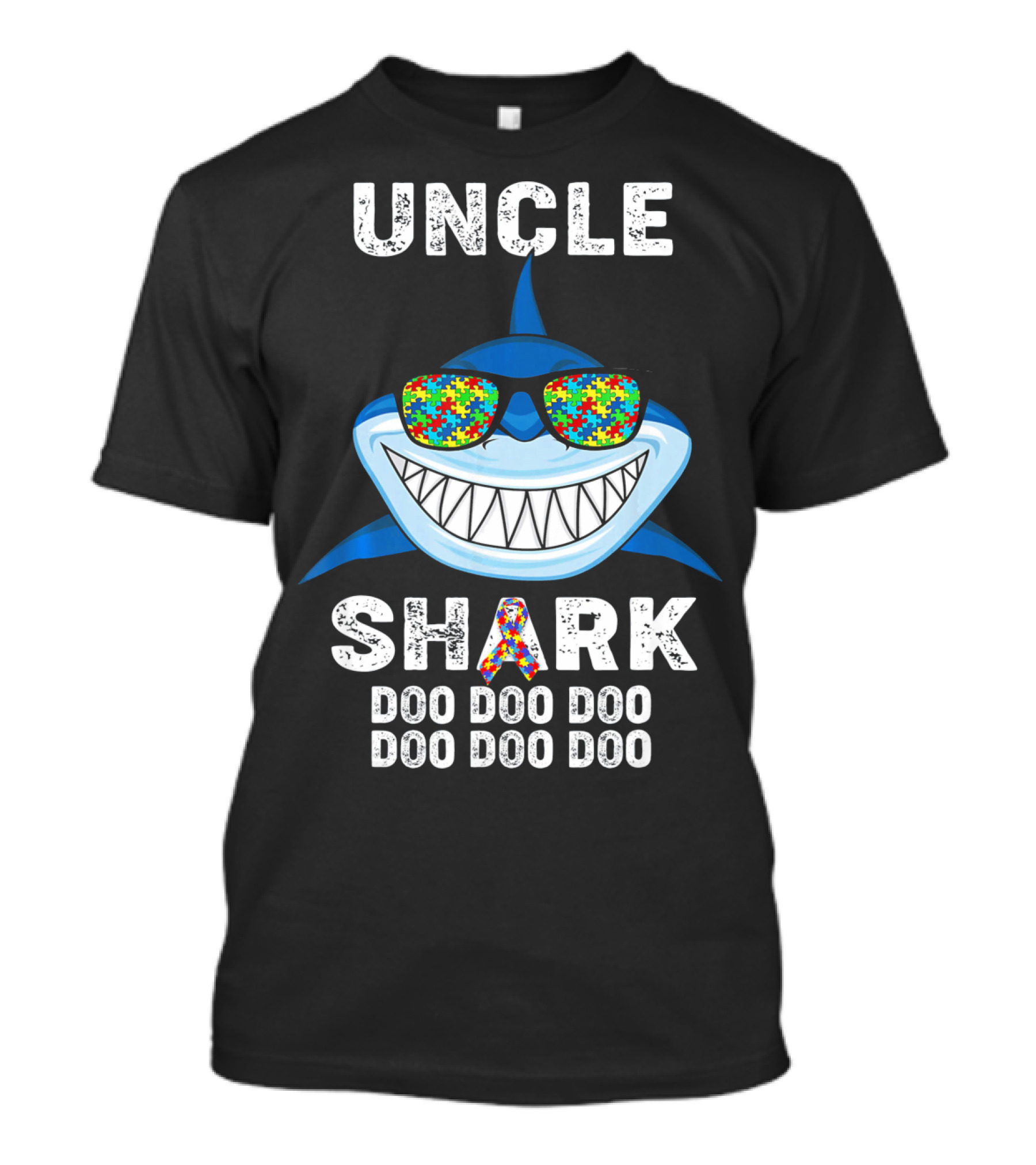 Uncle Shark Doo Doo Doo Autism Awareness Puzzle Sunglasses T-Shirt