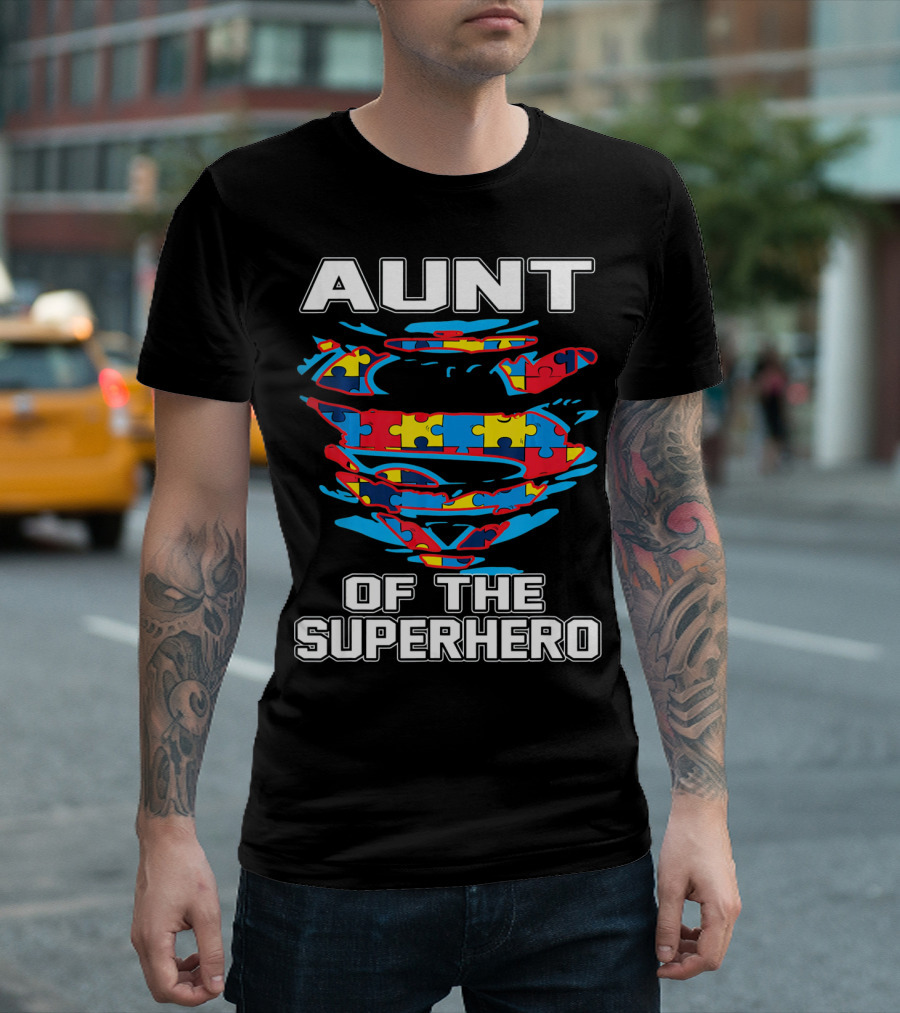 Aunt of the Superhero Autism Awareness T-Shirt