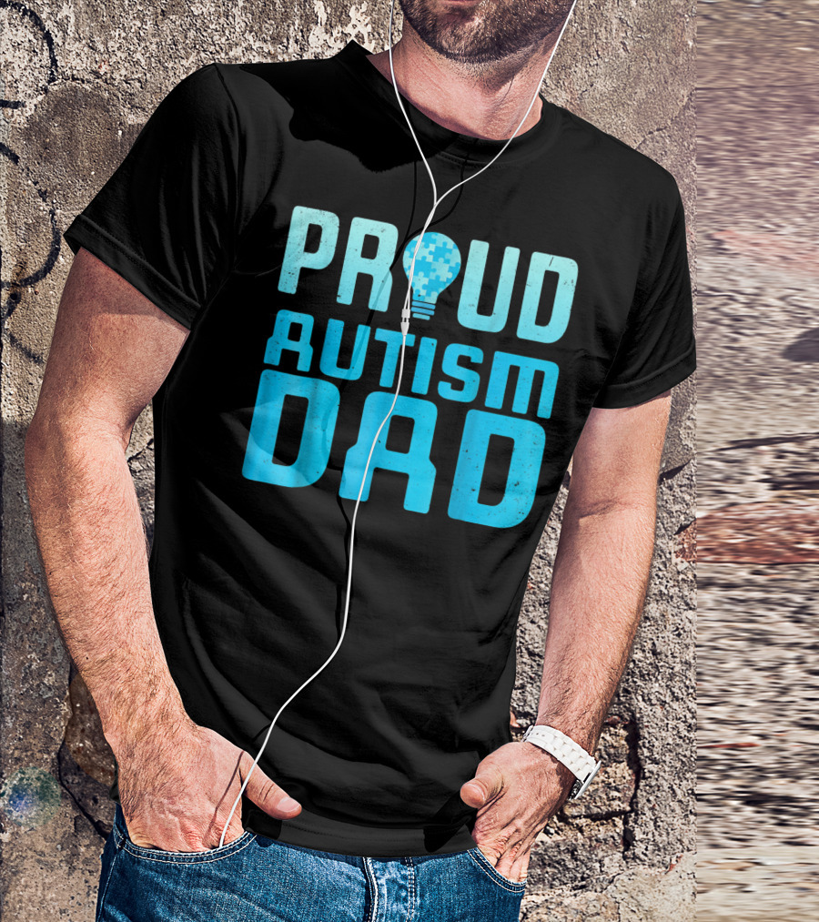Proud Autism Dad Light Bulb Puzzle T-Shirt