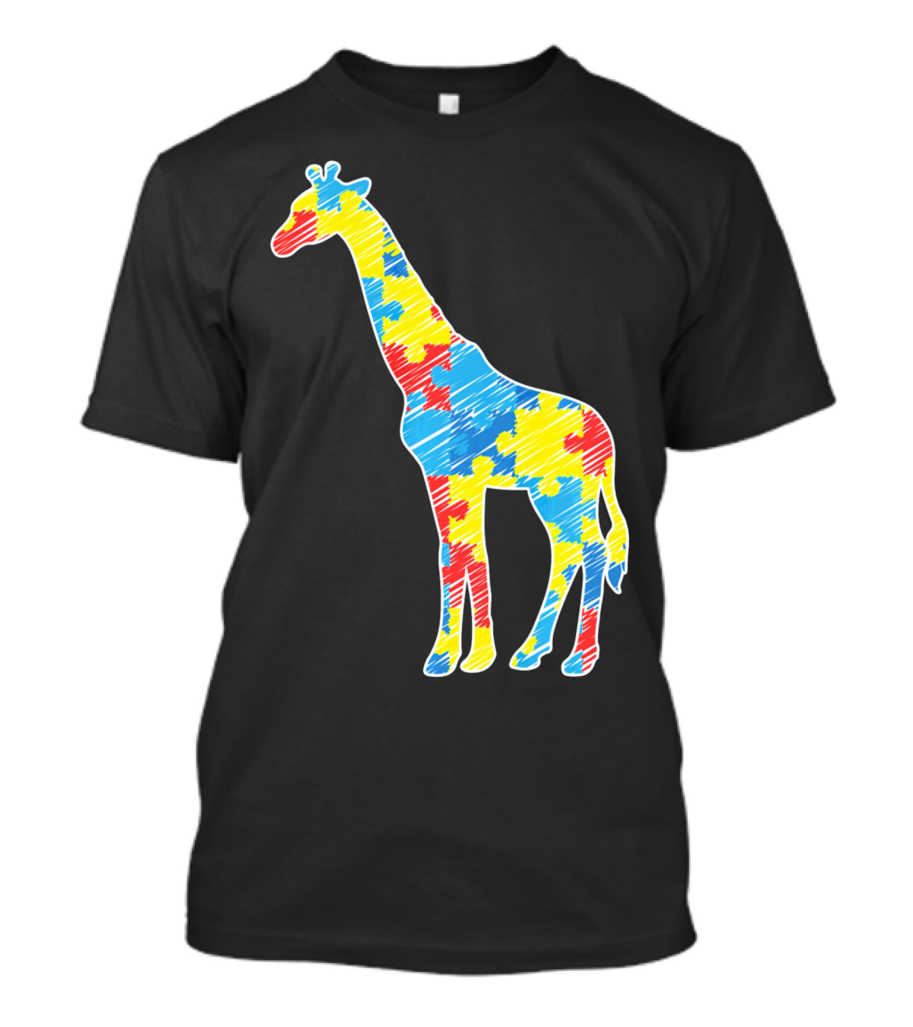 Cute Giraffe Puzzle Pattern Autism Awareness T-Shirt