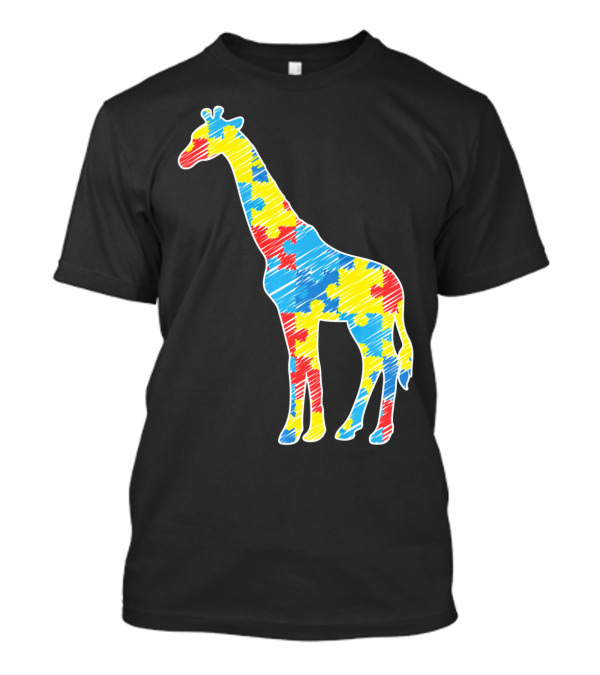 Cute Giraffe Puzzle Pattern Autism Awareness T-Shirt