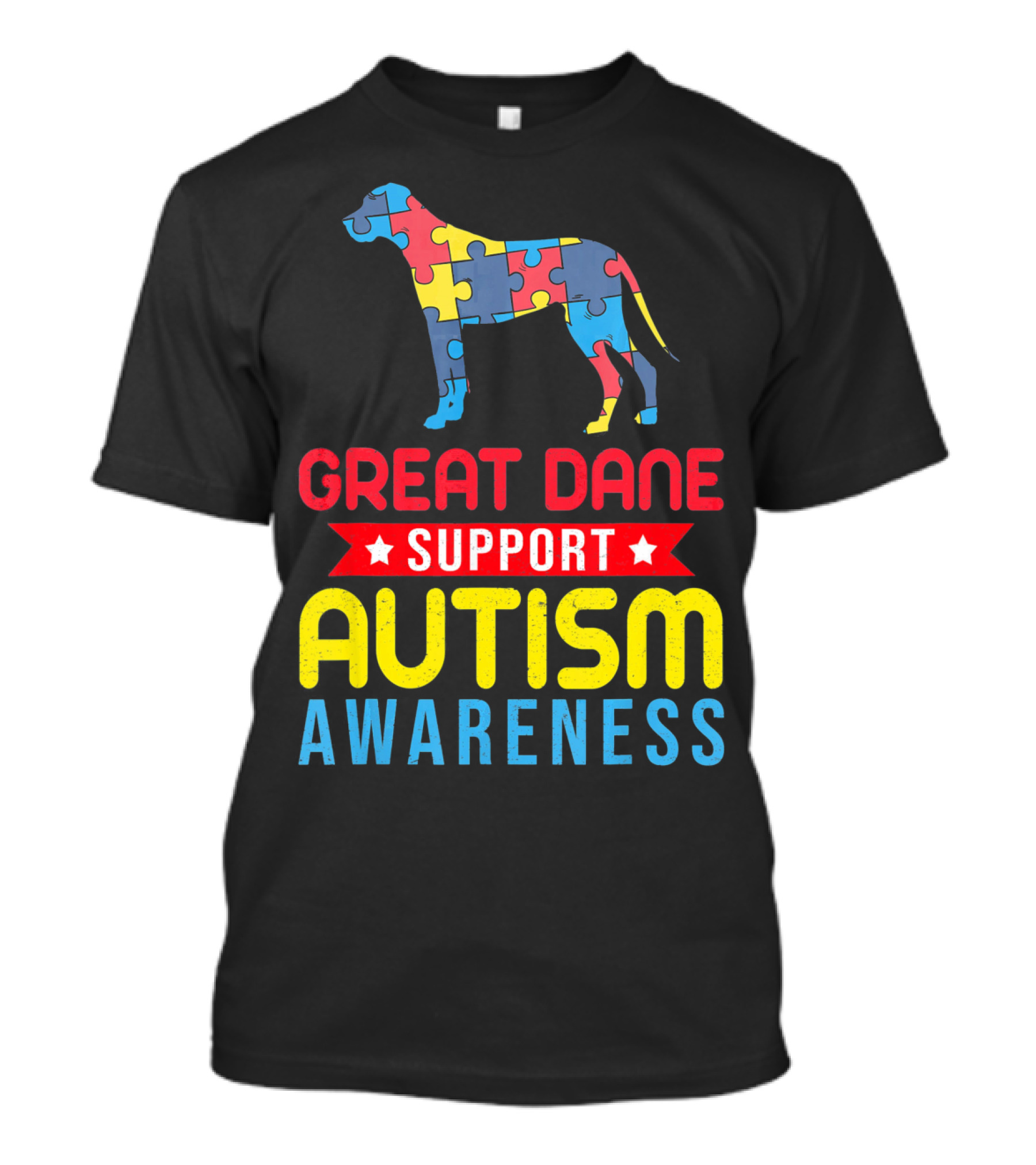 Great Dane Autism Awareness Support Puzzle T-Shirt