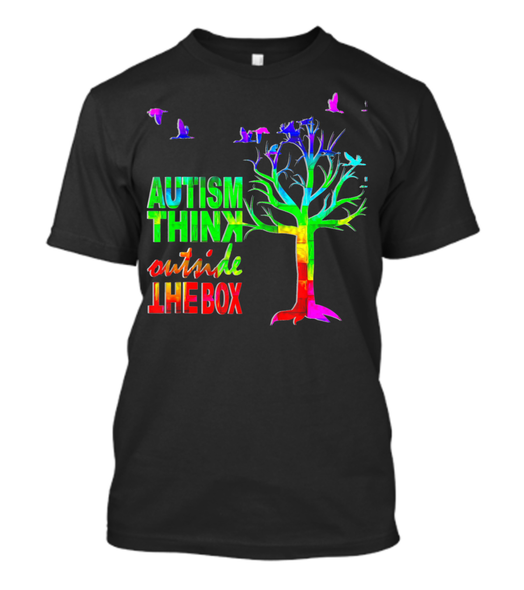 Autism Awareness Think Outside The Box Ribbon MomDadKid Autist T-Shirt
