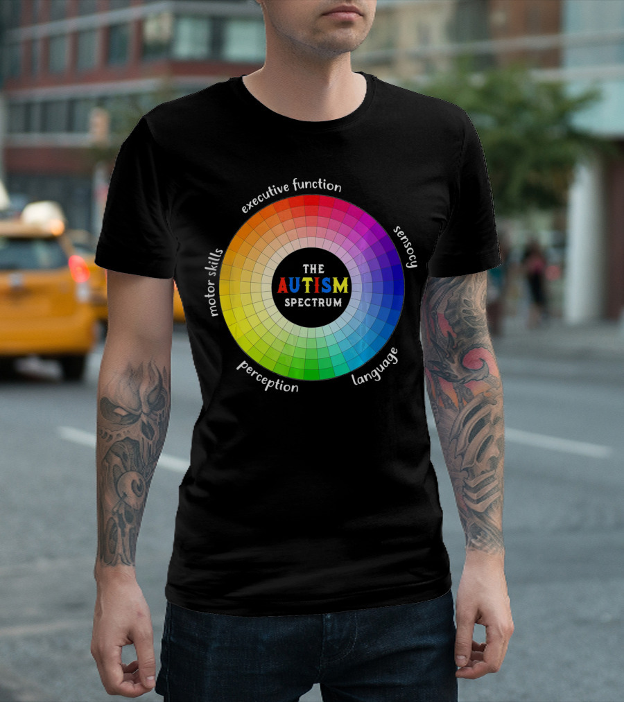 Colorful The Autism Spectrum Motor Skills Executive Function Sensory Perception Language T-Shirt