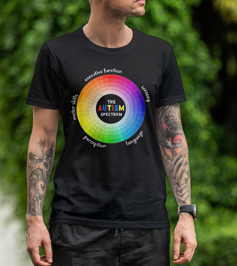 Colorful The Autism Spectrum Motor Skills Executive Function Sensory Perception Language T-Shirt