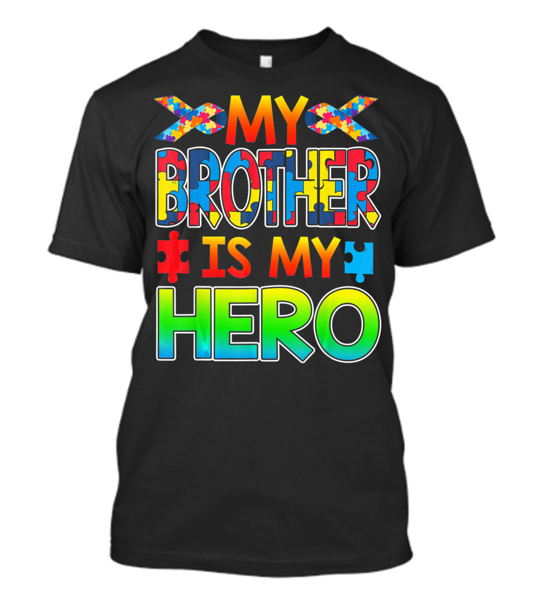 Autism Awareness My Brother Is My Hero Puzzle Ribbon T-Shirt