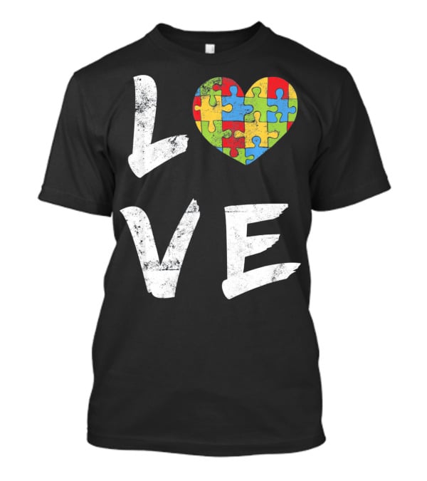 LOVE Autism Mom Puzzle Heart Autism T-Shirt