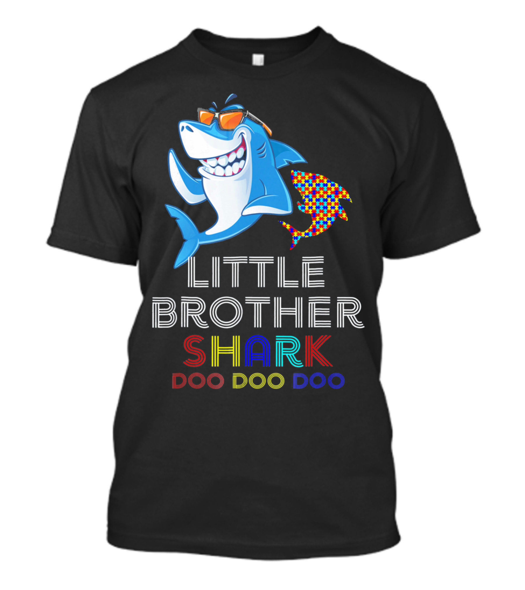 Little Brother Shark Autism Awareness Doo Doo Doo T-Shirt