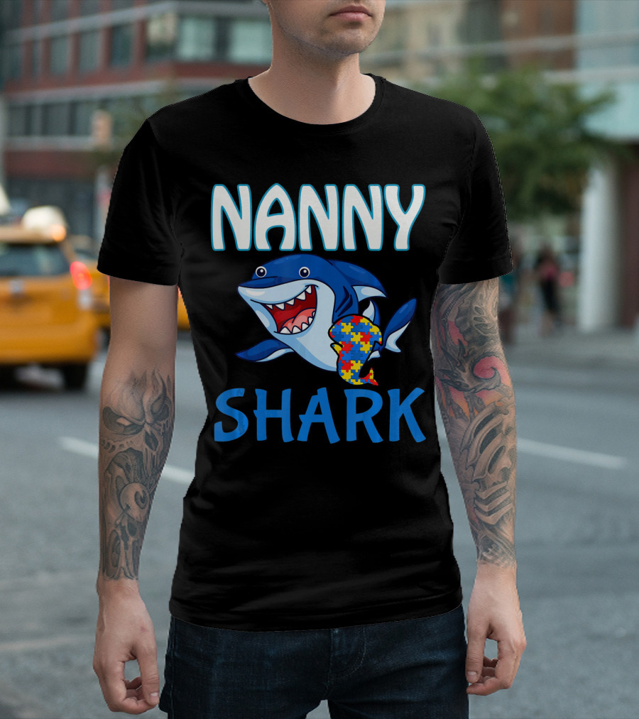 Nanny Shark Autism Awareness Puzzle Piece T-Shirt