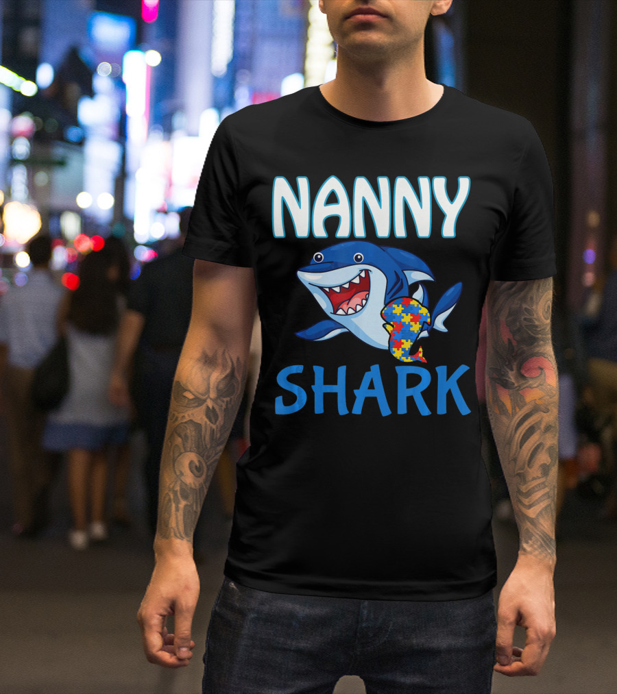 Nanny Shark Autism Awareness Puzzle Piece T-Shirt
