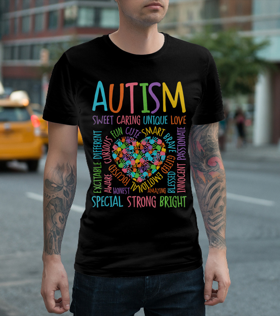 Autism Awareness Heart Puzzle Sweet Caring Unique Love Special Strong Bright T-Shirt