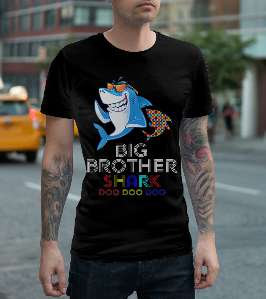 Big Brother Shark Autism Awareness Doo Doo Doo T-Shirt