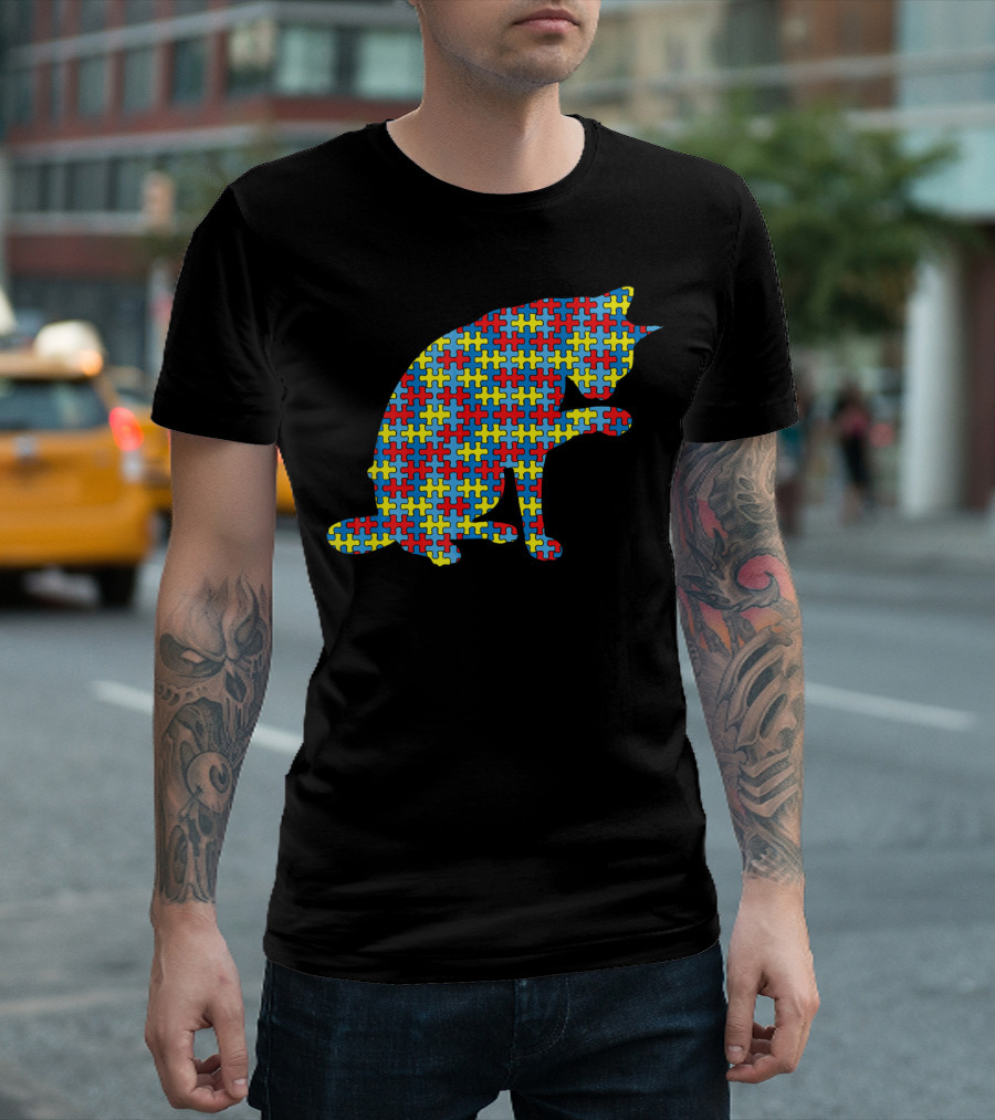 Abyssinian Autism Awareness Kitten Puzzle T-Shirt