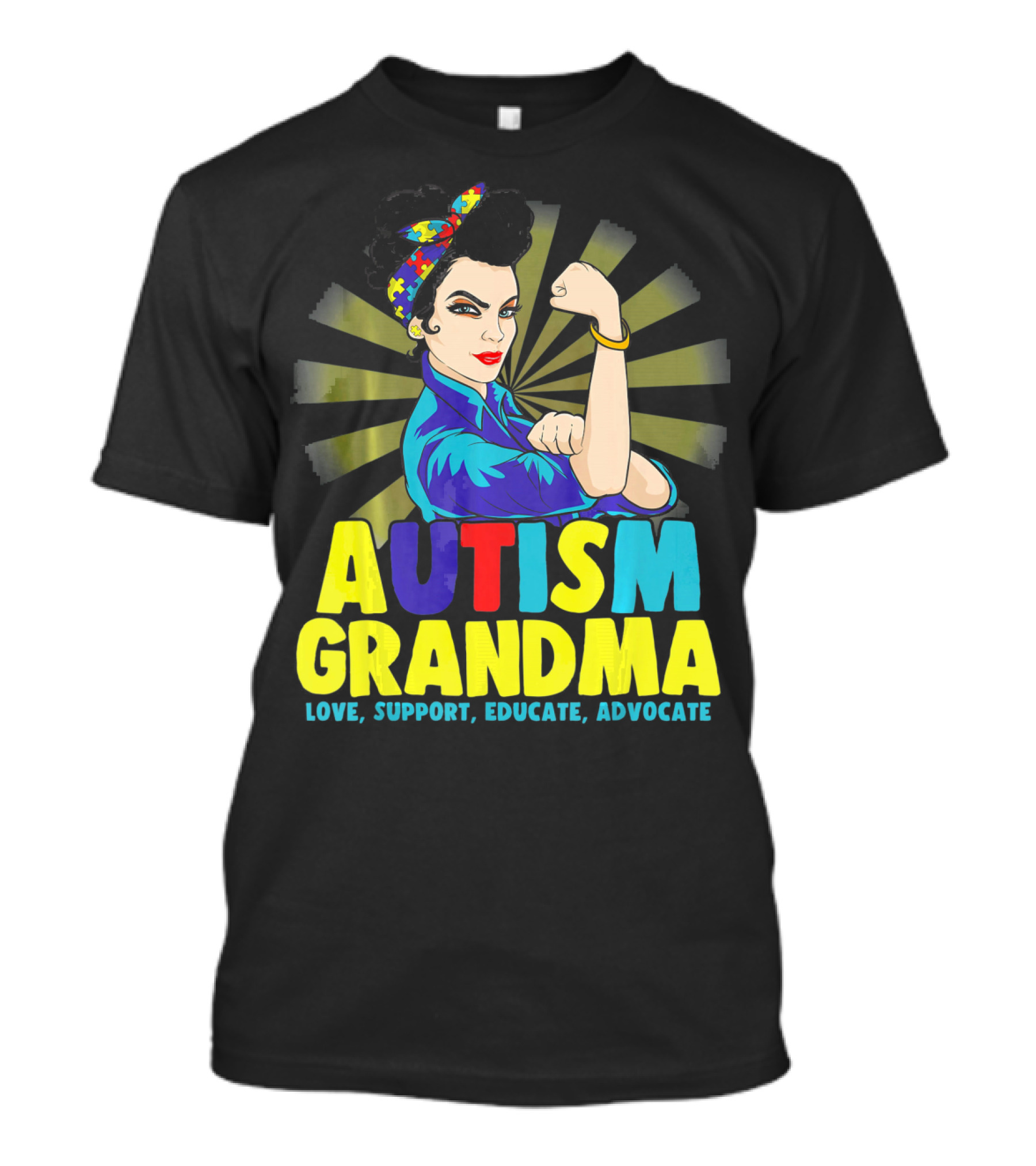 Autism Grandma Love Support Educate Advocate Retro Iconic T-Shirt
