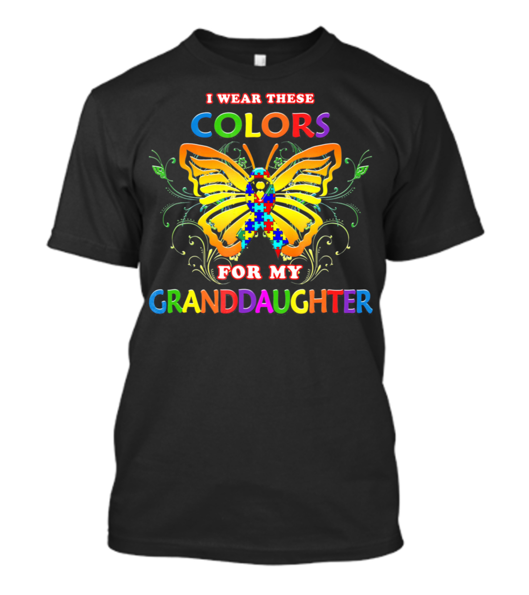 I Wear These Colors For My Granddaughter Autism Awareness Colors Autistic T-Shirt