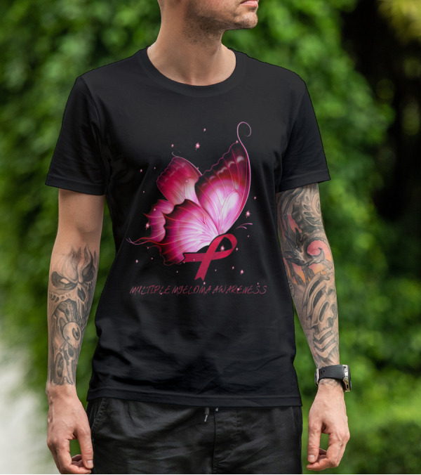 MULTIPLE MYELOMA AWARENESS Pink Butterfly T-Shirt