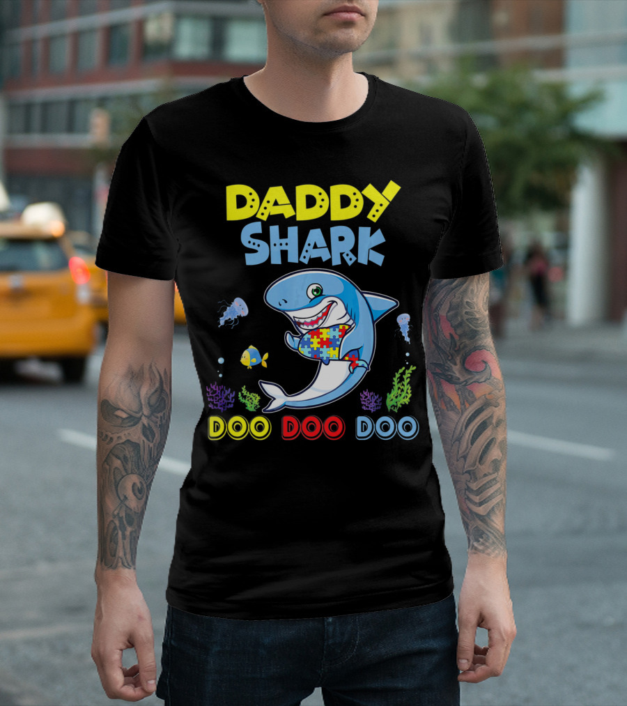 Daddy Shark Autism Doo Doo Doo Awareness T-Shirt