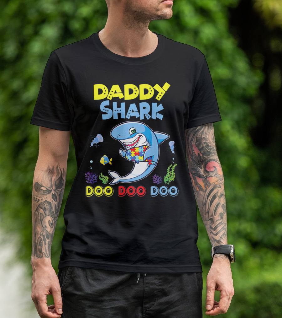 Daddy Shark Autism Doo Doo Doo Awareness T-Shirt