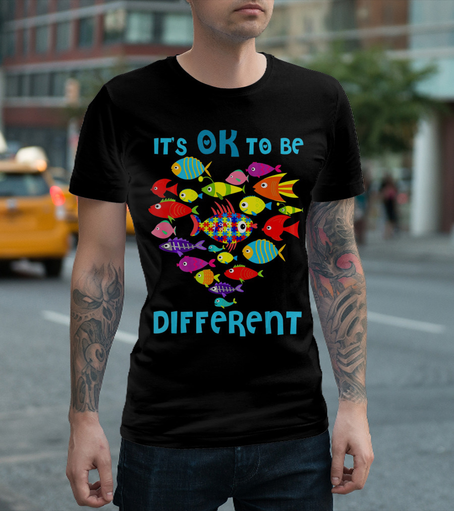 It's OK to Be Different Puzzle Fish Autism T-Shirt