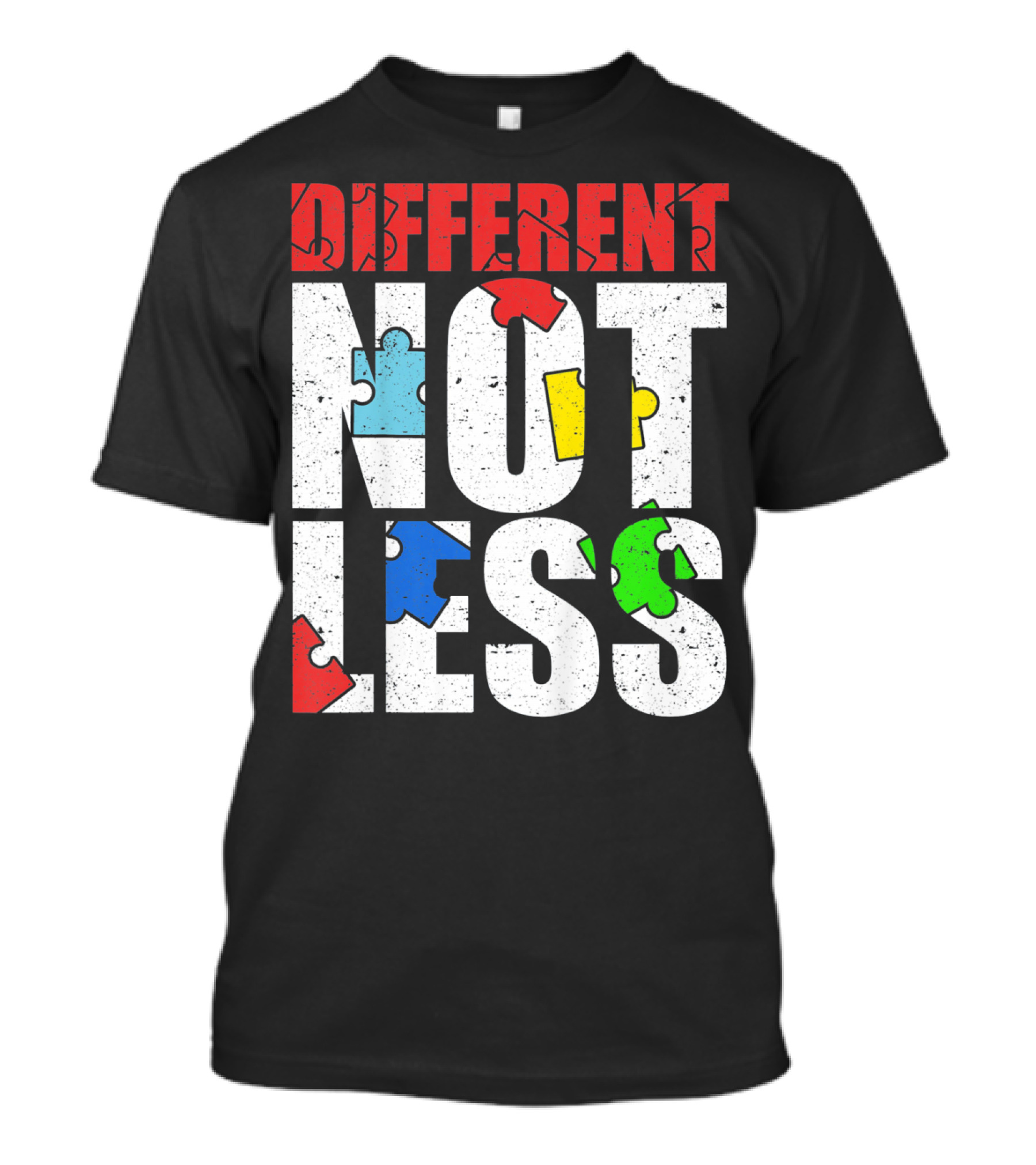 Kids Autism Awareness Different Not Less Puzzle Pieces T-Shirt