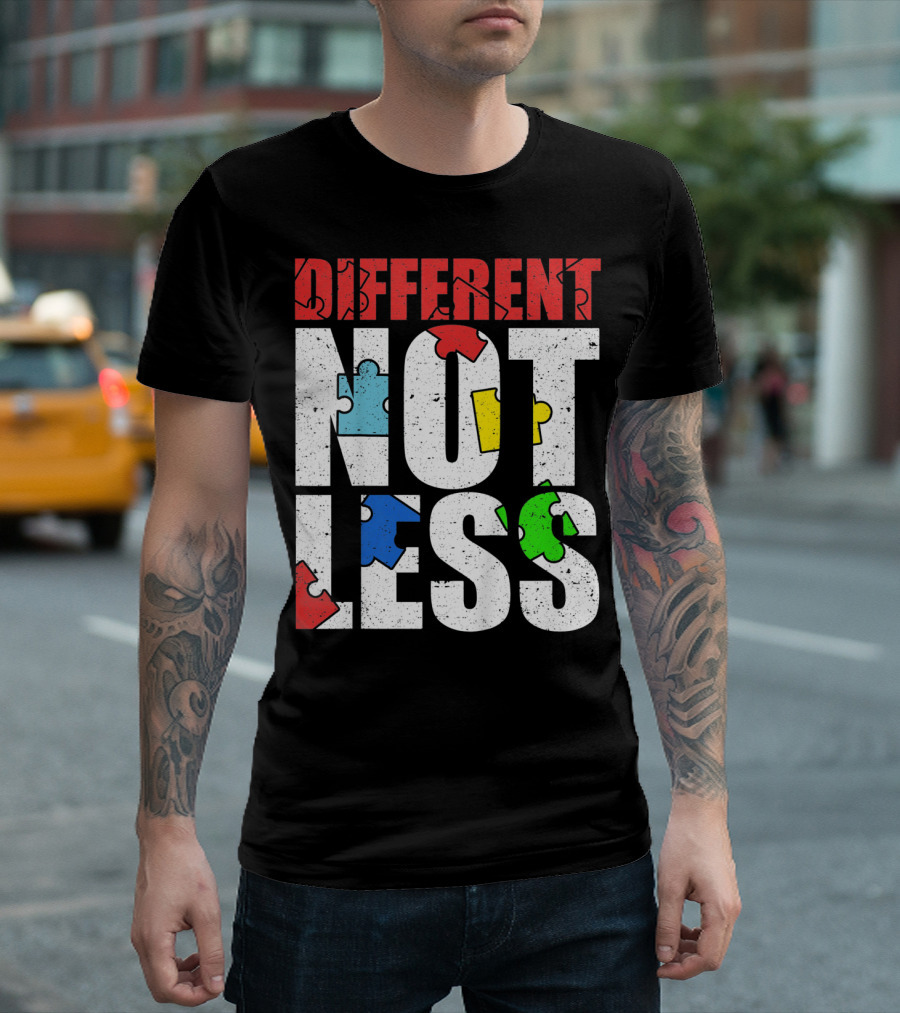 Kids Autism Awareness Different Not Less Puzzle Pieces T-Shirt
