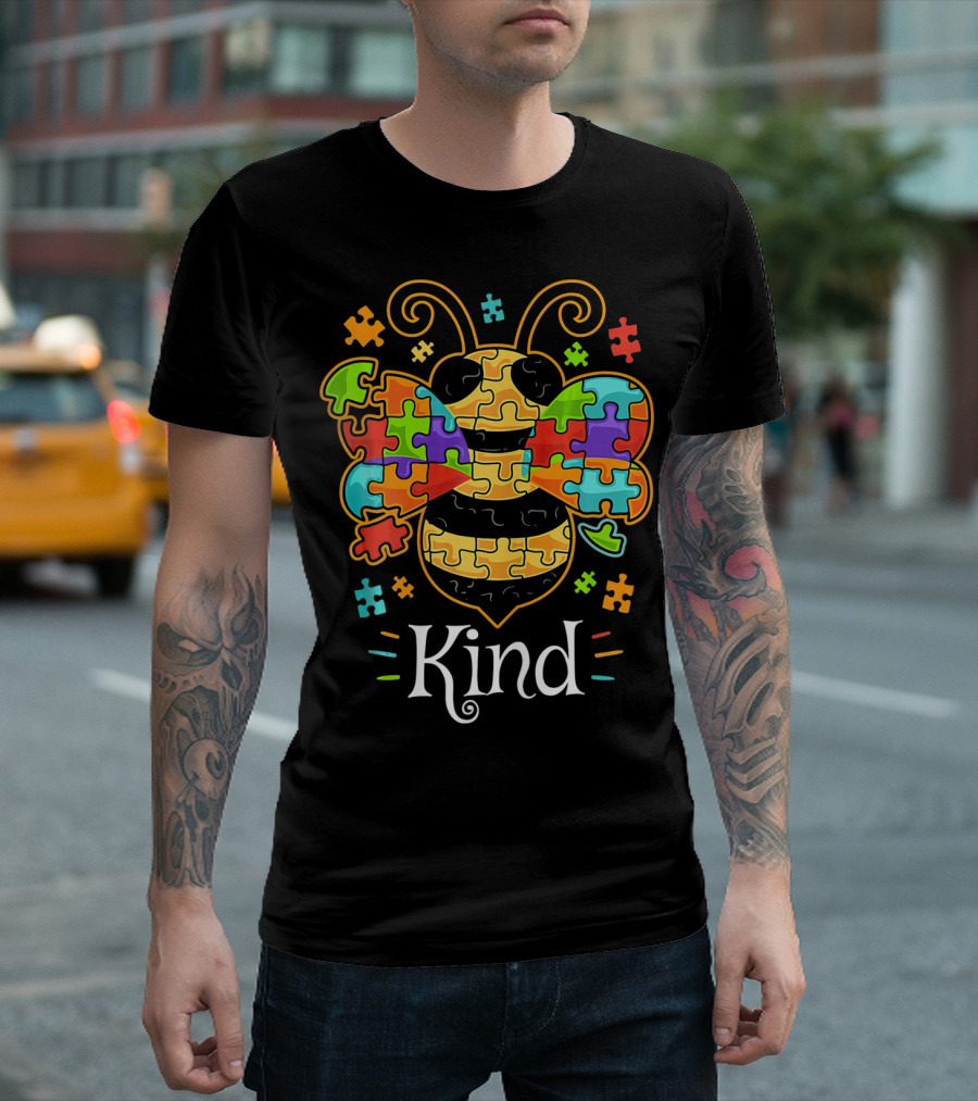 Autism Awareness Puzzle Piece Bumble Bee Kind T-Shirt