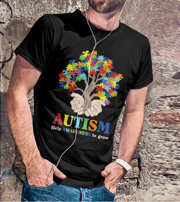 AUTISM Help Awareness To Grow With Puzzle Piece Tree T-Shirt