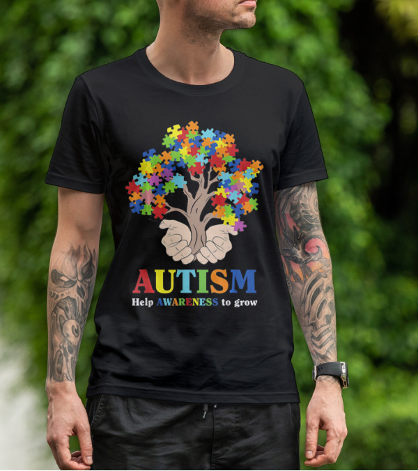 AUTISM Help Awareness To Grow With Puzzle Piece Tree T-Shirt