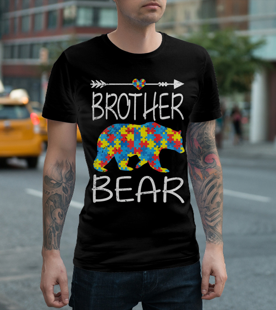 BROTHER BEAR Autism Awareness Arrow Puzzle Heart T-Shirt