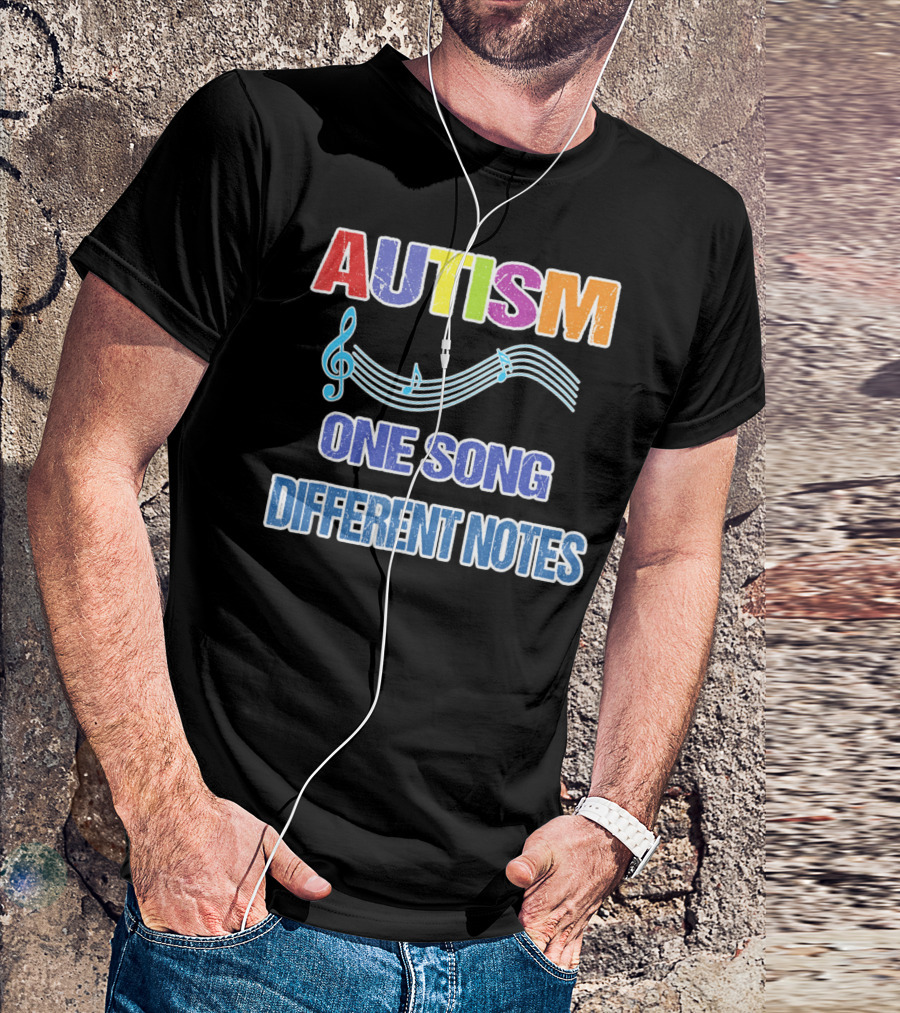 Autism One Song Different Notes Musical Clef T-Shirt