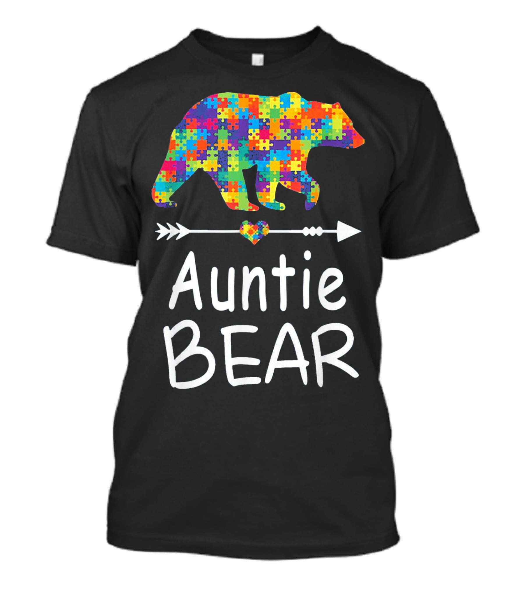 Auntie Bear Puzzle Pattern Autism Awareness Family T-Shirt