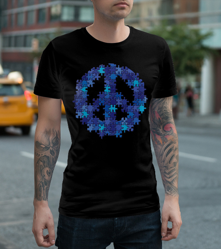 Puzzle Peace Sign Autism Spectrum Asperger T-Shirt