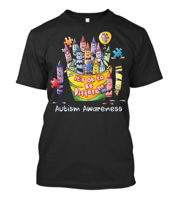 It's Ok To Be Different Autism Awareness Crayons Puzzle Balloon T-Shirt