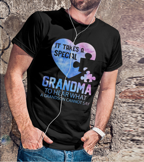 It Takes A Special Grandma To Hear What A Grandson Cannot Say Heart Puzzle Valentine T-Shirt