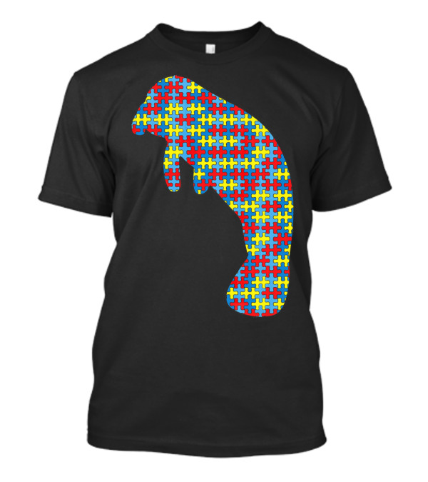 Manatee Autism Awareness Puzzle Pattern Kids Dugong T-Shirt
