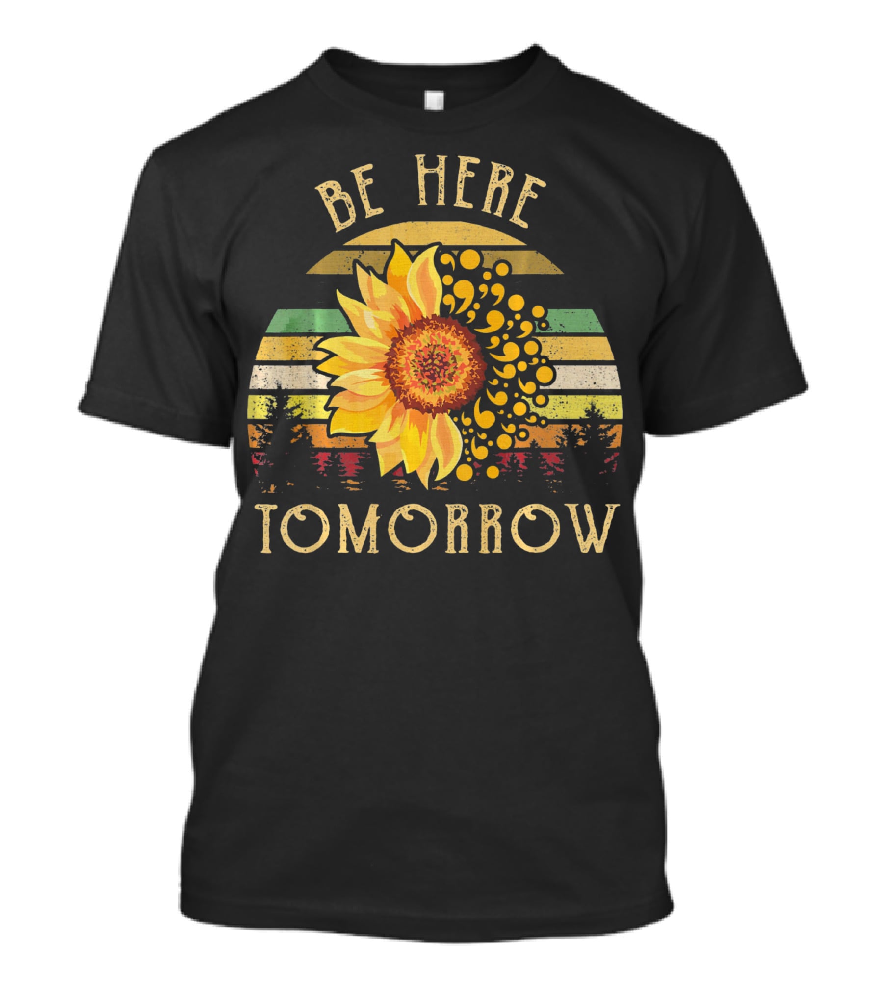 Be Here Tomorrow Sunflower Vintage Stripes T-Shirt