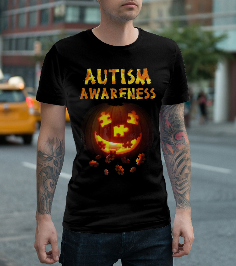 Autism Awareness Halloween Pumpkin Puzzle T-Shirt